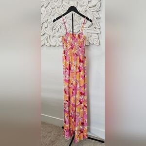 NWT Copper Key Vibrant Pink/Orange Linen Jumpsuit Size Small
